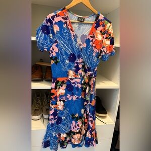 ECI Blue and Orange Floral Dress